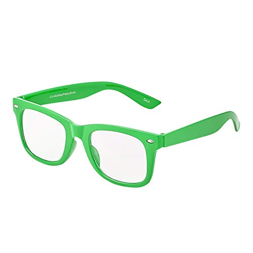 UltraByEasyPeasyStore Vert Lunettes Cadres Classiques Verres Transparents Enfants Fille Garçon Costumes Fêtes Déguisements Fantaisie Intello Geek Hipsters