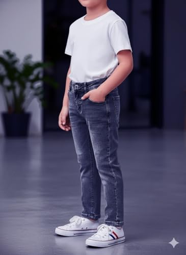 Image of A.T.U.N. (ALL THINGS UBER NICE) Boys Cotton Stretchable Straight Fit Denim Jeans | Soft Washed Mid Rise Comfort Jeans for Everyday Wear | Durable Stylish Casual Bottom Wear