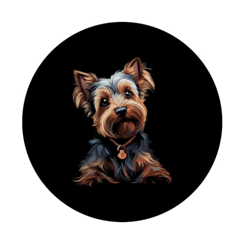 Yorkie dog dogs pet walking master PopSockets Swappable PopGrip, Black - Image 3