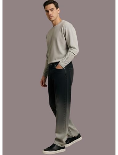 Image of Loose Fit Mid Rise Grey Men Denim Jeans