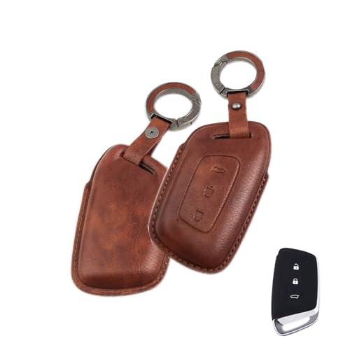 Image of keyzone dual leather key cover for MG Hector 3 button smart key