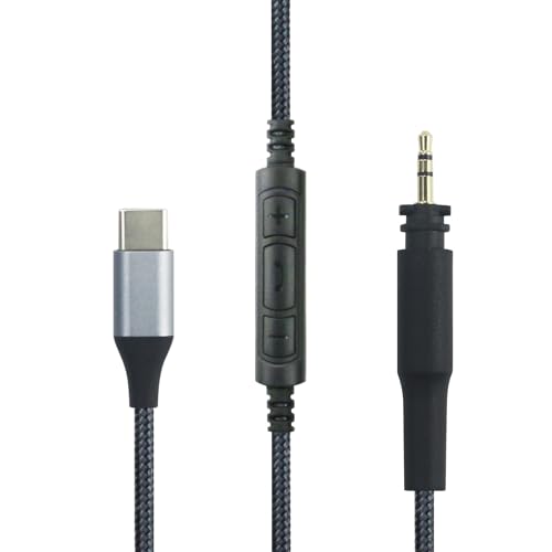NewFantasia USB C Audio Cable Compatible with Shure SRH940 SRH840 SRH750 SRH440 SRH840A SRH440A Headphone, Remote Volume Mic Compatible with iPhone 16/15/Pro/Plus/iPad
