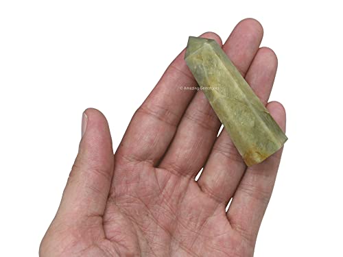 Image of Amazing Gemstone Yellow Aquamarine Crystal Towers - Natural Healing Crystal Point Obelisk for Reiki Healing and Crystal Grid (2 inch to 3 inch Inch)