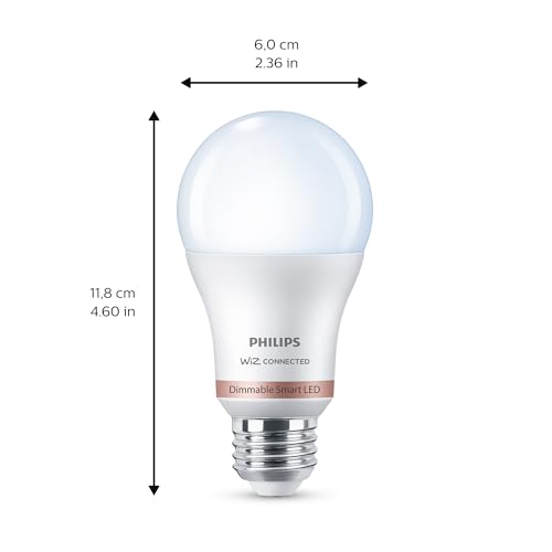 Image of Philips 60 Watt Equivalent A19 LED Daylight (5000K) WiZ Powered Smart Wi-Fi Bulb (Pack of 4)
