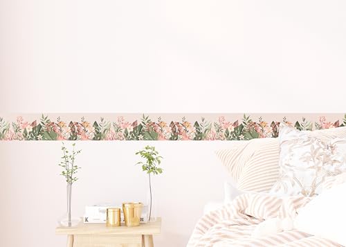 AG Design Selbstklebende Bordüre Blumen, AWB 8426 | Wasserfest Dekoration für Wände, Möbel, Tapeten, Wandverkleidungen und Türen, Folie, Mehrfarbig | Breite 500 cm x Höhe 13.8 cm