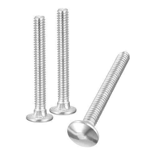 Image of uxcell 1 /4-20x2-1 /4 Carriage Bolt, 10pcs Round Head Square Neck Screws, 304 Stainless Steel, Fully Threaded, Silver