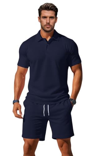 Image of Jawdrobe Co-ord Set for Men - Polo T-Shirt & Shorts Set | Loungewear, Beachwear & Daily Comfort