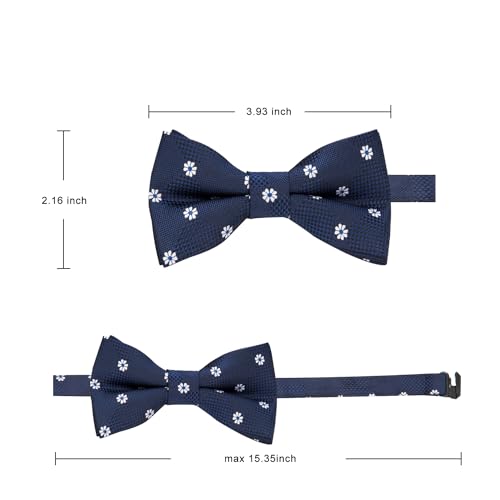 Image of HISDERN Bow Ties for Boys Pre Tied Toddler Bow Tie Adjustable Kids Bowties Clip On Fun Patterned Bowties for Wedding Party