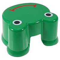 Uonlytech Cartoon Non-Slip Plastic Stool Thickened Short Bath Chair for Bathroom and Kitchen Use, Portable Bath Stool in Dark Green, Creative Frog and Pig Design