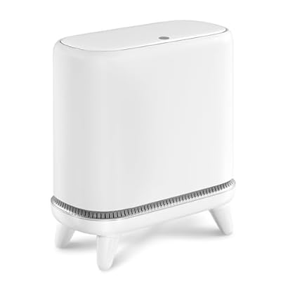 JUDRDO Bathroom Trash Can with Lid, Vacuum Adsorption Small Garbage Can 3.2 Gallon Press Top Lid Trash Bin with Legs Waterproof Waste Basket for Bathroom Bedroom Office Home