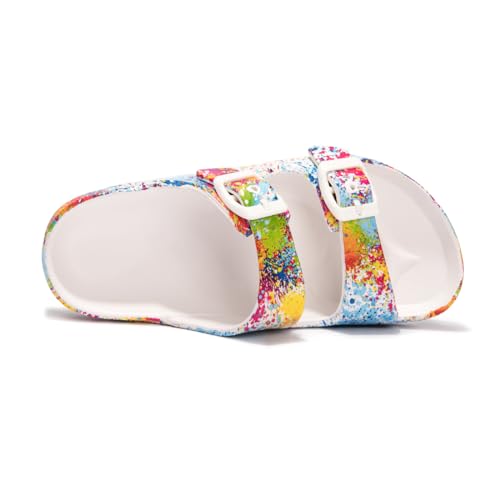 FUNKYMONKEY Unisex-Child Slides Double Buckle Adjustable EVA Flat Sandals for Boys Girls3