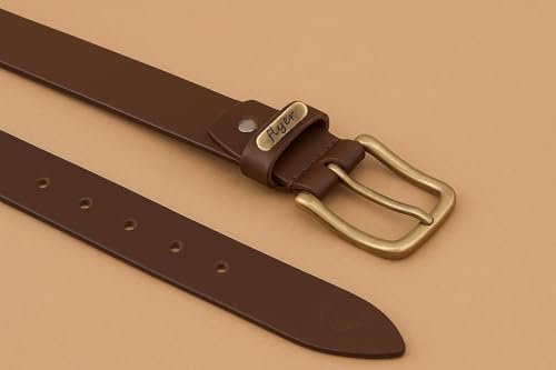 Flyer Men's Leather belt (Formal/Casual) (Colour -Brown/Black) Buckle Adjustable Size Genuine Leather (B908) (Pack of 1)