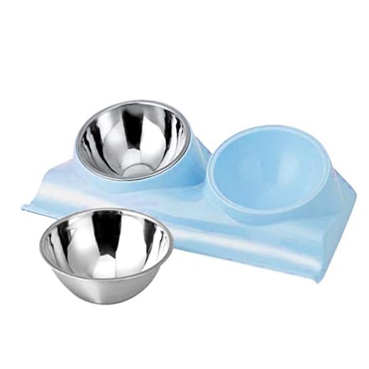 Elphabas Rasied Tilted Cat Bowls Anti-Gulping Slow Feeder Slanted Dog Bowl for French Bulldog Non-Skid Stop Eco-Friendly Melamine Water Pet Bowls (Blue)