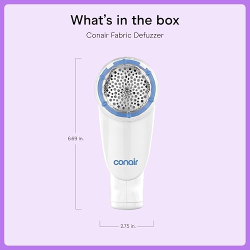 Conair Fabric Shaver and Lint Remover, Battery-Operated Portable Clothes Shaver with 3 Settings, Fuzz Remover for Sweaters, Clothing and Furniture, Large 2-Inch Shaving Head, White - image 7