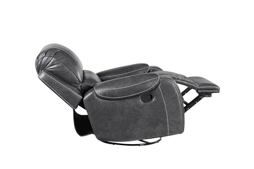 Sillón Recliner Gris con Cuero Sintético miniatura 5