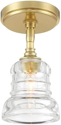Crystorama Gregory 1 Light Aged Brass Semi Flush Mount with Clear Glass Shade