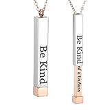 SKQIR Be Kind of a Badass Necklaces for Women with Hidden Message To Best Friends Sisters Funny Gang Gifts Vertical Bar Rosegold Pendant Necklaces Jewelry Gag Gifts for Women