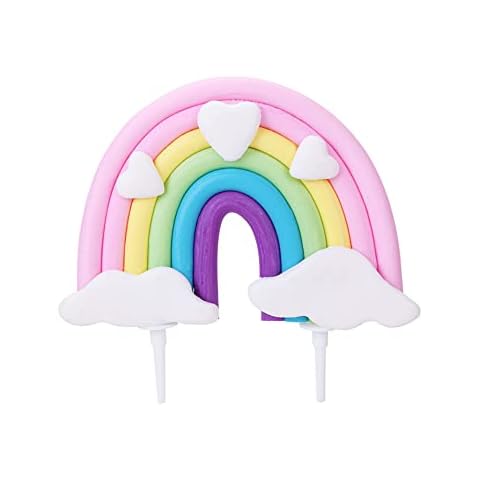 Rainbow Cake Topper, Rainbow Heart Cake Topper, Soft Pottery Cake Cupcake Topper Birthday Cake Decorations Cover