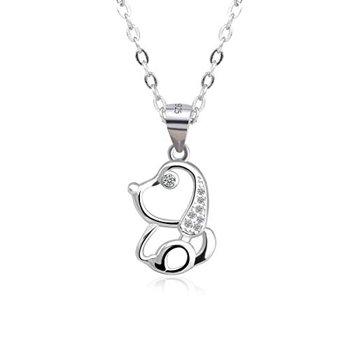 YOURDORA Collar con Colgante Perrito para Mujer y Niña de Plata de Ley 925 con Zirconia de Swarovski Regalo Joyas Originales