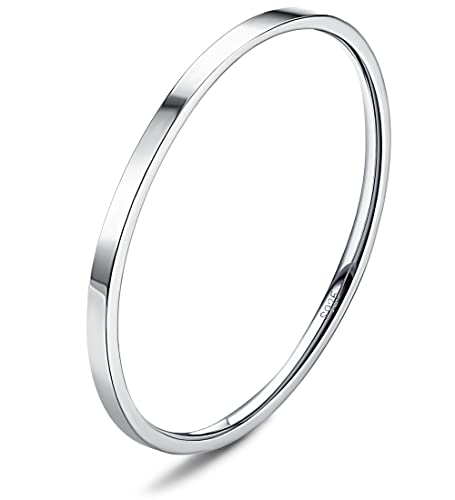 MILACOLATO Anillo Femmes de Plata Esterlina 925 18K Relleno de Platino Pulgar Ordinario Apilable Declaración Anillo de Alta Pulidos Anillo de Bodas Eterno 1mm 2mm 3mm 4mm 8mm