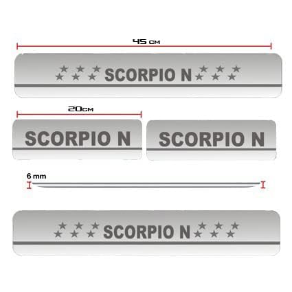 Image of AC Door Sill /Foot Step Stainless Steel Scuff Plate Plates Compatible with Mahindra Scorpio N (Set of 4 Pcs)
