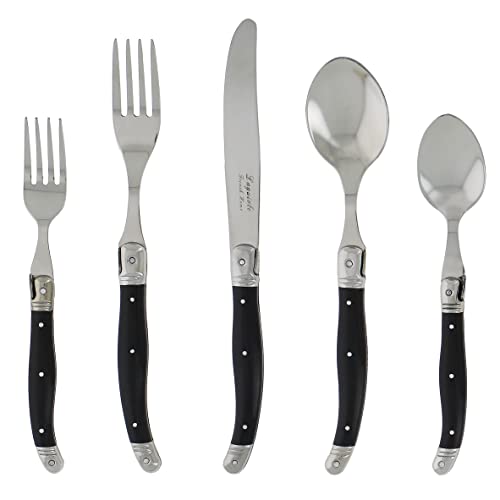 French Home Laguiole 20 Piece Flatware Set – Stainless Steel Flatware Set for 4 – Luxurious Black Onyx Utensil Set with Knives, Spoons and Forks by French Home - Image 3