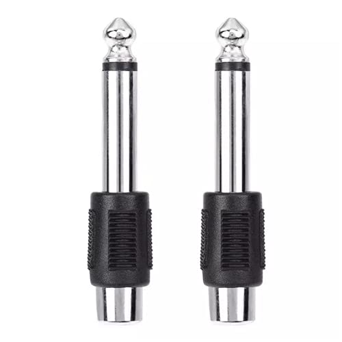 RCA to 1/4 to Sobrilli 6.5 mm Mono Plug TS Audio Adapter 1/4 inch Male to RCA Female Phono Pure Silver Paint Adapter Coupler Connector (2 Pack) RCA to 1/4 to Sobrilli 6.5 mm Mono Plug TS Audio Adapter 1/4 inch Male to RCA Female Phono Pure Silver Paint Adapter Coupler Connector (2 Pack)