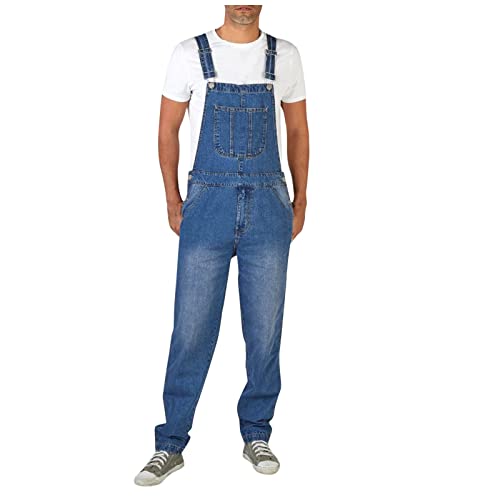 Latzhose Herren Baggy Freizeit Arbeits-Jeans Mit Taschen Und Hosenträger Overall Workwear Pants Arbeitshose Schutz-Latzhose Alle Jahreszeiten