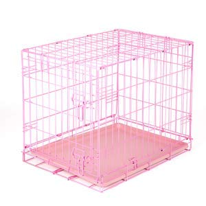 CENTRAL FISH AQUARIUM Single Door Folding Metal cage with Removable Tray and paw Protector for Dogs, Cats and Rabbits [ 24 inch ]