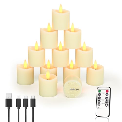 Image of Rechargeable Tea Lights Candles with Timer,1.5 inchx2 inchElectric LED Votive Candles Warm White for Valentines Decor, Wedding,Home Decoration(12pcs
