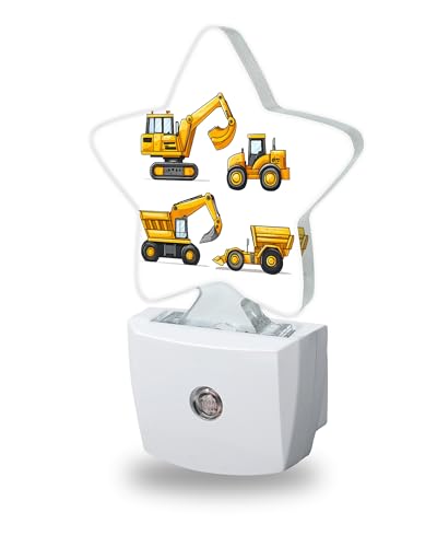 Image of Nightlight,Cartoon Construction Vehicles Decorative Night Lights Plug Into Wall,Night Light with Auto Sensor for Bedroom,Nursery,Hallway,Stairway,Gifts