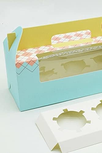 20 Pcs Cupcake Box with Window Handle Circus Unicorn Roll Cake Kraft Paper Gift Box Packaging Party Favor Wedding Cake Boxes (3-2)