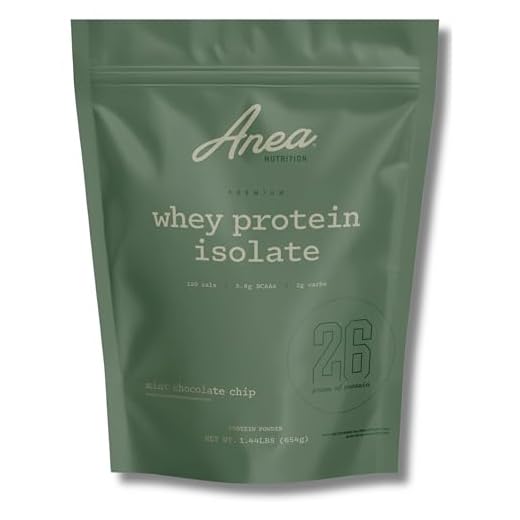 Anea Whey Protein Isolate - Mint Chocolate Chip | 26g Protein | 5.8g BCAAs | 2g Carbs| Complete Amino Acids | Gluten-Free, Soy-Free | Lean Muscle & Recovery | Made in GMP Facility