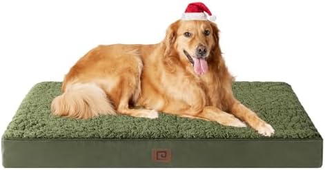 EHEYCIGA Orthopedic XL Dog Beds for Extra Large Dogs with Removable Washable Cover for Crate, Dark Green, 41x27