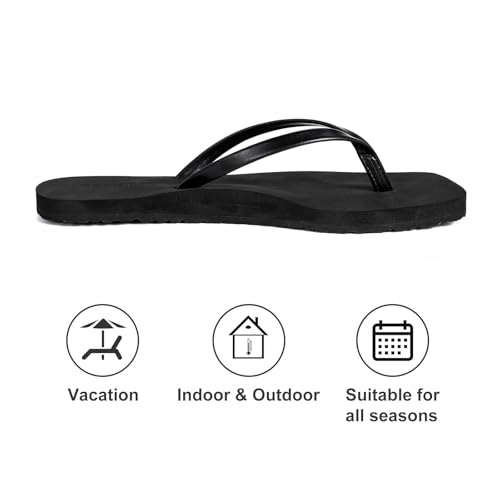 Image of Womens Slim Leather Comfortable Flip Flops Summer Square Toe Sandals