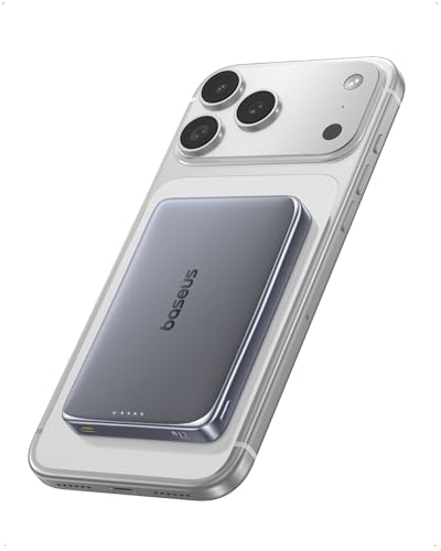 Image of Baseus Picogo Power Bank, 0.5 inch Ultra Slim 10000mAh MagSafe Portable Charger, Upgraded CCC Certified 27W Fast Charging Magnetic Battery Pack, Alloy Wireless Charger for iPhone 17 /16 /15 /14 /13 /12