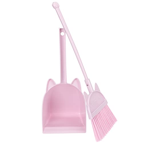 Image of Happyyami Mini Broom with Dustpan Housekeeping Helper Set Kids Cleaning Dustpan Plastic Little Dustpan Broom for Household Sweeping Parts Accessories Pink