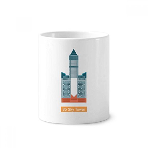 Brosse à dents stylo tasse Taiwan 85 Sky Tower, le cadeau idéal en céramique blanche