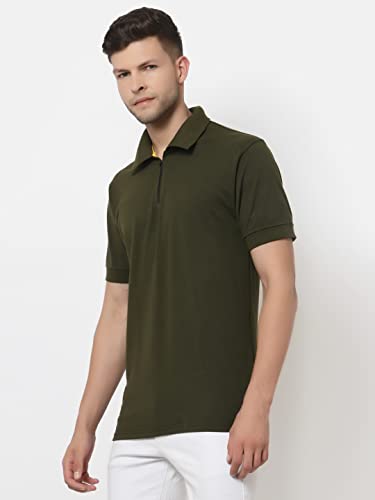 Image of UZARUS Men's Solid Cotton Regular Fit Polo T-Shirt