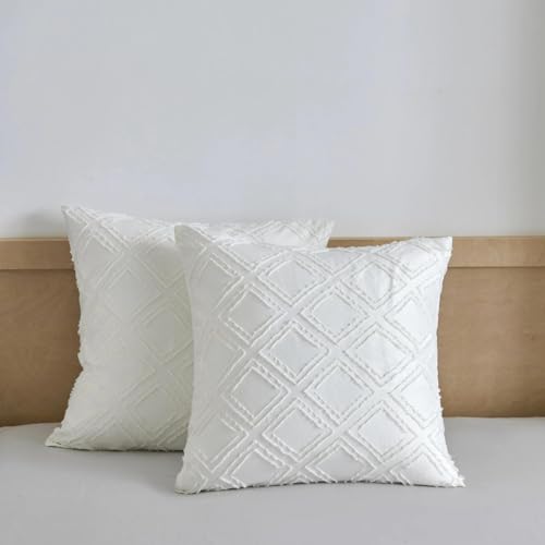 xuan dian Square Pillow Shams 2 Pack, Ivory, Square Size Pillowcases