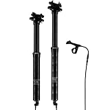 DJC MTB-Sattelstütze, Southpaw internes Routing-Kabel, verstellbare Höhe, 125 mm, 150 mm Reise, Fernbedienung verdrahtet, 395 mm, 445 mm Länge, EXA-Form 900i (Durchmesser 30,9 mm, 125 mm Federweg)