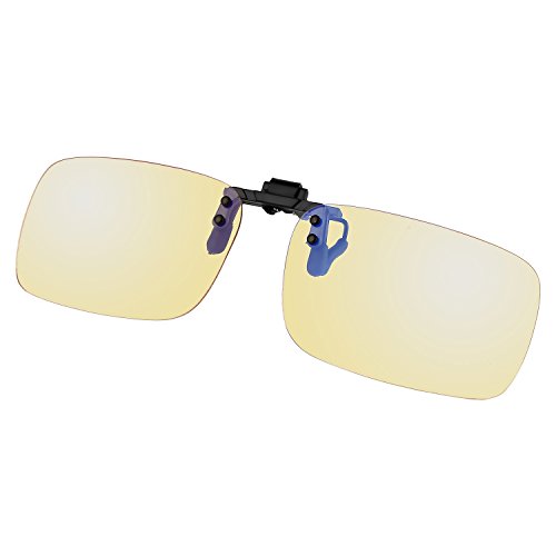 JASHIKA Clip On Blue Light Blocking Computer Gaming Glasses, Flip Up Light Amber Rimless Lenses Reduce Fatigue Eye Strain UV Blocker for Women Man