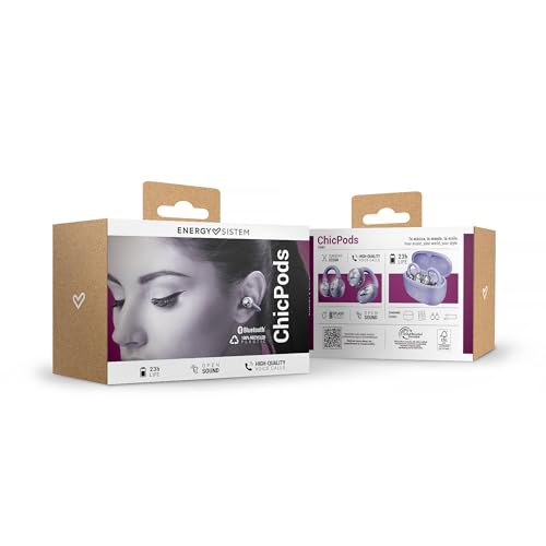 Energy Sistem Chicpods - Cuffie Bluetooth Senza Fili Open Sound (23 Ore Di Batteria, Cancellazione Del Rumore In Chiamata, IPX4 Impermeabili, Confortevoli E Flessibili, Viola - 6