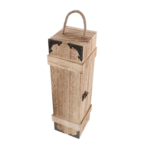 Caja de madera vintage para vino con tapa y soporte interior 2