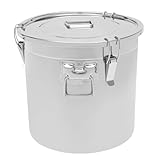 ALCXAZS Recipiente hermético de acero inoxidable para arroz, cubo de cocina profundo de gran capacidad con tapa para almacenar ingredientes y líquidos de forma segura, con asa