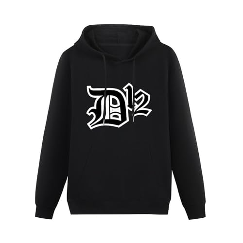 HUNANRENJIA D12 Rap Hip Hop Logo Black Unisex Hoodies Printed Tee Graphic Pullover for Men Sweatshirts M