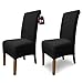 SCHEFFLER-Home Coprisedie Emma / Set di 2 Copri Sedie da Pranzo Elastici / Sedie da Pranzo / Coprisedie Elasticizzato in Cotone con Fascia Elastica / Coprisedie Eleganti, Nero
