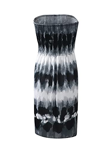 Image of Zyyfly Strapless Dress for Women Summer Beach Boho Smocked Tube Top Dress