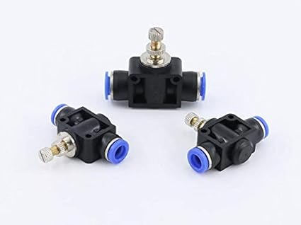 4mm Air Flow Control Valve Pneumatic Flow Speed Control Valve Push in Quick Fitting pu connector (3 pcs)
