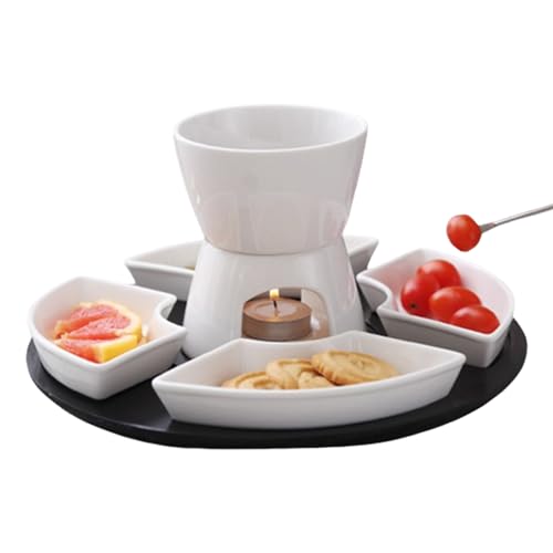 DzpKrka Set Fondue Chocolate | Set Hornillo Cerámica Fondue - Cuenco Resistente a altas temperaturas para Chocolate Caramel | Fiestas románticas Buffet Queso Eventos Festivos Picnic